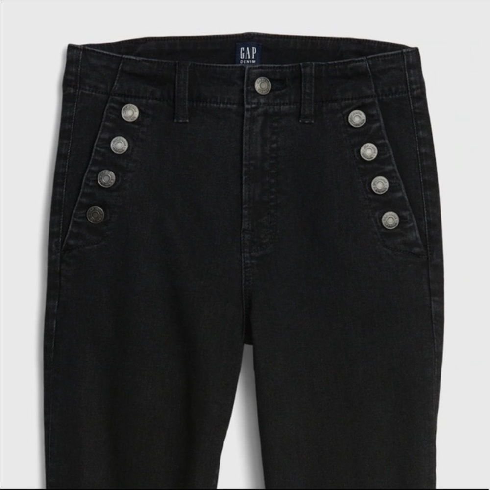 70’s high rise skinny jeans button detail